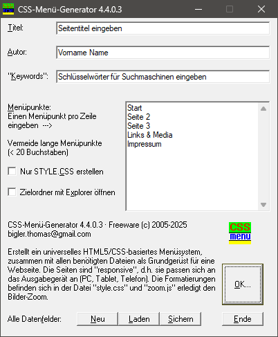 CSSmenu im Einsatz