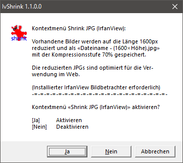IvShrink Aktivieren von IvShrink