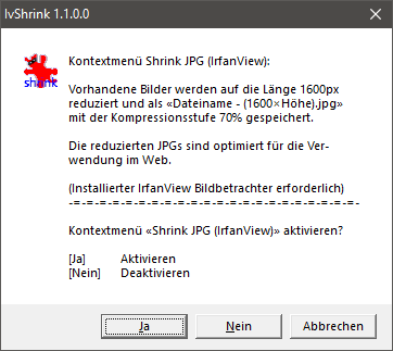 Aktivieren von IvShrink