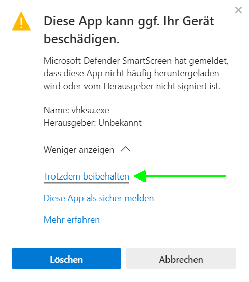 Fehlalarm: SmartScreen-Dialog 3