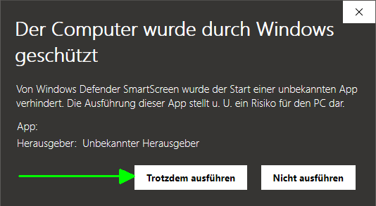 Fehlalarm: SmartScreen-Dialog 5