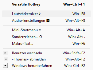 Taskbar: Rechtsklick Versatile Hotkey - Taskbar