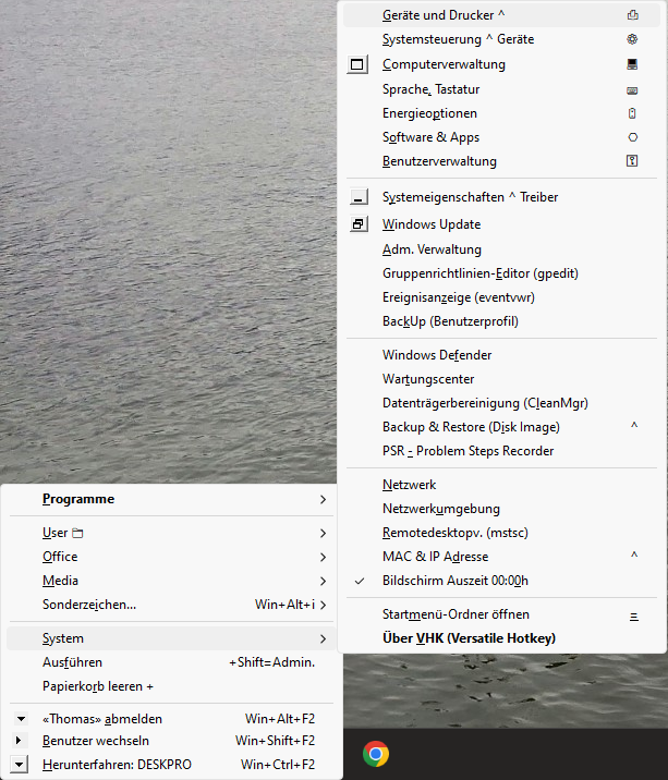 Versatile Hotkey: Win+Alt+A Versatile Hotkey - Startmenü